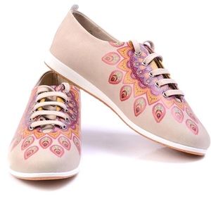 Goby pink patterned ballerina shoes sneakers peacock vegan leather 5.5